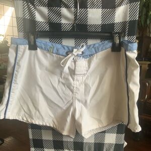 Polo by Ralph Lauren White Swim Shorts with Light Blue Waistband